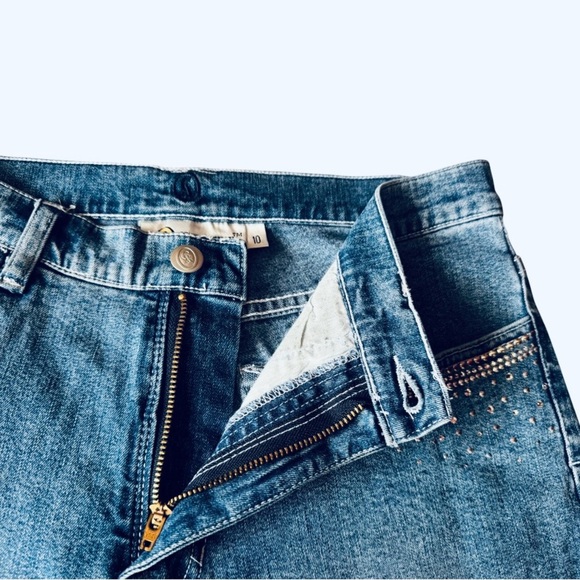 CHRISTINE ALEXANDER Swarovski  Stud Embellished Mid Rise Flare Jeans Women's 10 - Picture 12 of 14